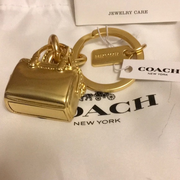 🔥👜Coach Rogue Gold Bag Keychain Charm Fob NWT! FIRM PRICE 🎁🔥🔥🔥 - Picture 5 of 6